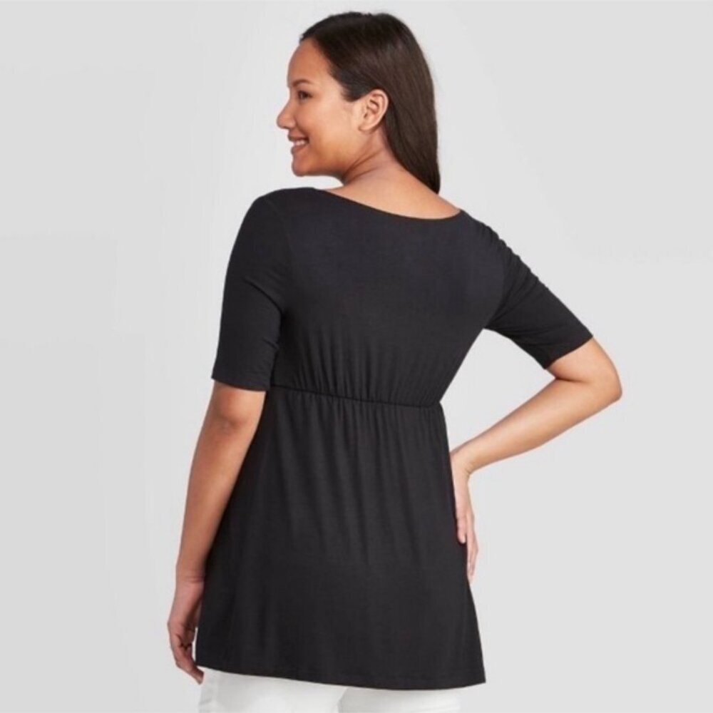 Ingrid & Isabel Black Maternity Top Nursing Feature Elbow Sleeve Black Medium - Picture 2 of 14